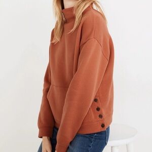 Madewell MWL Betterterry Mockneck Side-Button Sweatshirt Women's S Rust